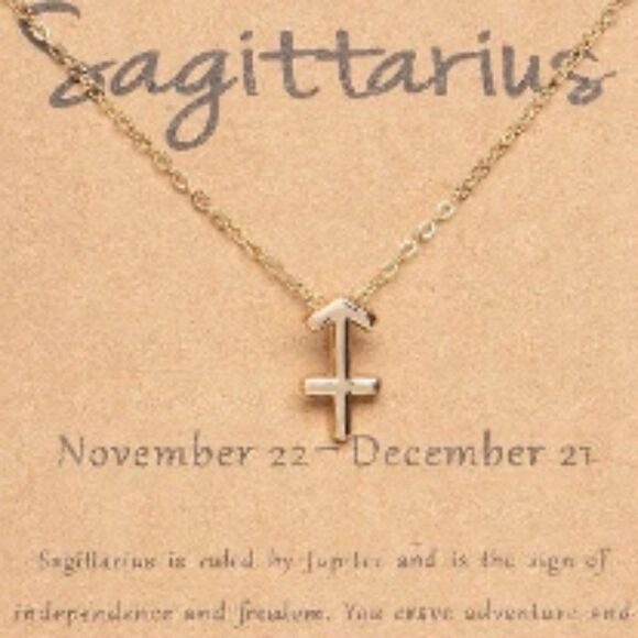 NWT, Sagittarius Zodiac Sign Gold Charm Necklace - Picture 1 of 1